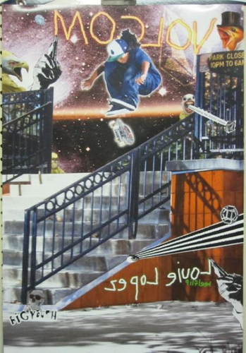 VOLCOM Surf Skateboard 2008 LOUIE LOPEZ 2 CARAS PÓSTER impecable NUEVO stock antiguo - Imagen 1 de 2