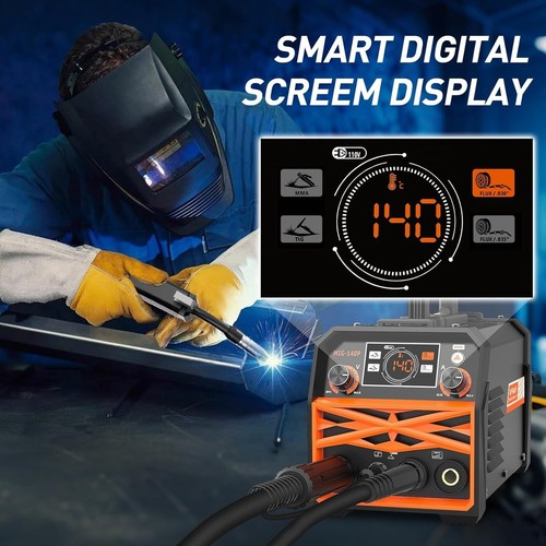 MIG Welder 140A, Flux Core MIG/Stick/Lift TIG 3 In 1 Welding Machine with Synerg - Picture 3 of 9