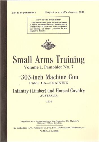 303 INCH MACHINE GUN (VICKERS) PART IIA MANUAL - BOOKLET AUSTRALIA 1939 A5 COPY - Picture 1 of 2