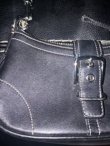 Coach Hamptons Leather Buckle Shoulder Hobo Bag RARE Black - Picture 2 of 13