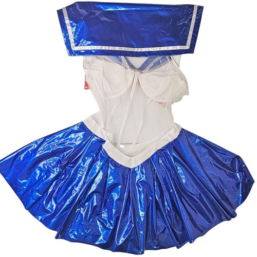 Sailor Moon Costume Mini Dress Vinyl Bib Oversized Bow Choker Star 6367D2 Small - Picture 4 of 11