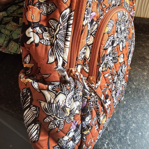Vera Bradley Disney Mickey Minnie Flirty Floral Potters Clay Orange Backpack Bag - Picture 8 of 10