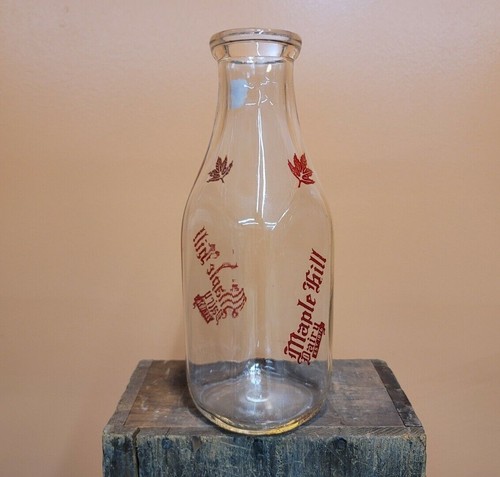 Rare ANTIQUE Glass Milk Bottle MAPLE HILL DAIRY & CREAM at WATERBURY, CT 1QT ☆US - Bild 2 von 2