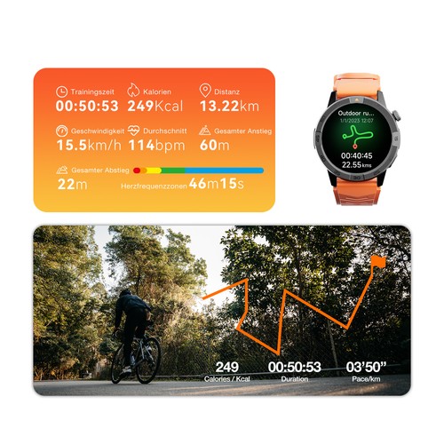 AGM Legion Pro Smartwatch Donna Uomo con Funzione Telefono Orologio da Polso 5ATM GPS - Foto 11 di 11