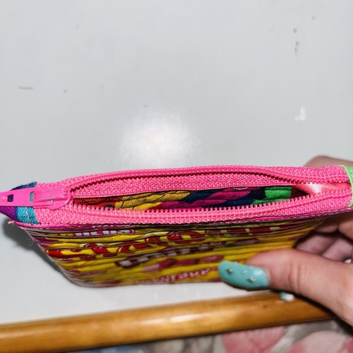 Recycled Starburst Minis Reds Candy Plastic Wrapper Zipper Clutch Purse Lined - Picture 8 of 10