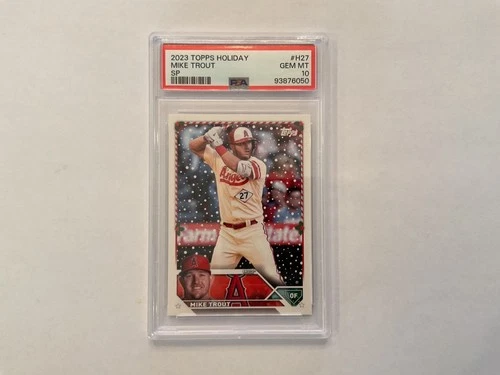 Mike Trout 2023 Topps Holiday SP Candy Cane Bat SP PSA 10 Card # H27 Angels