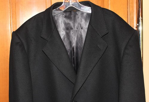 VALENTE Wool Cashmere Men Black Long Dress Coat Over Coat Made in Italy Size 50L - Picture 2 of 19