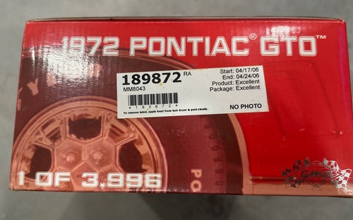 *RARE* DISCONTINUED GMP - 1/18 - 1972 Pontiac GTO - *Cardinal Red - 1/3996* NIB - Picture 5 of 6
