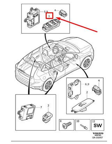 Volvo S60 MK2 Vordere linke Türfenster Steuerungsschalter 31334345 Neue echte - Picture 2 of 3