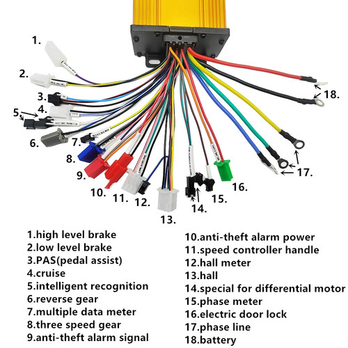 Regolatore brushless onda sinusoidale 36V 48V 60V 72V 1000W e-bike e-scooter motore BLDC - Foto 6 di 12