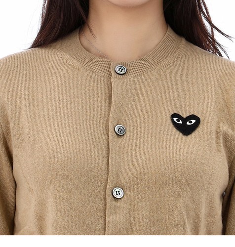 Comme Des Garcons Black Heart Patch Cardigan N023 Beige 25SS 136182096 - Picture 8 of 14