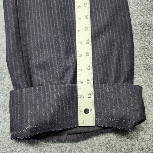 Traje De Colección Conte di Roma Italia 42L Azul Marino Rayas Lana 2 Piezas 34x31* Pantalones - Imagen 16 de 16