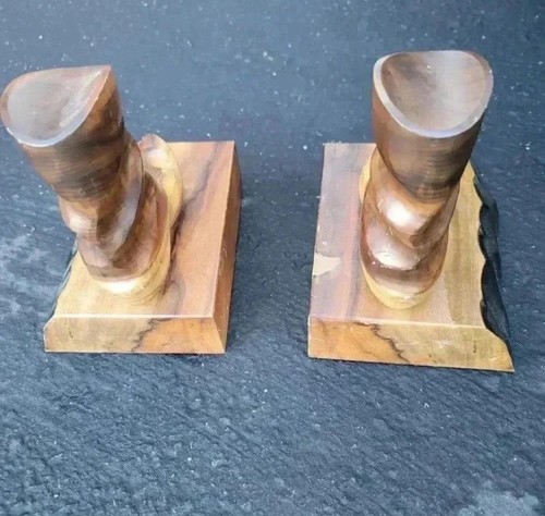Vintage Hand Carved Western Cowboy Boot Bookends Solid Wood MCM - Picture 4 of 10