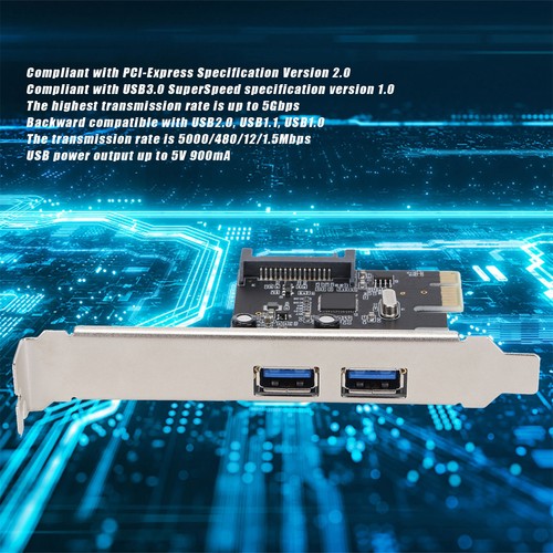 PCI‑E Expansion Card USB3.0 5Gbps High‑Dpeed Transmission Two‑Port Desktop - Picture 7 of 8