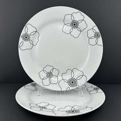 Placas Cargador Flores Pier 1 MOD PÉTALO Línea Negra (2) Plato de Servicio COMO NUEVO Estado - Imagen 1 de 21