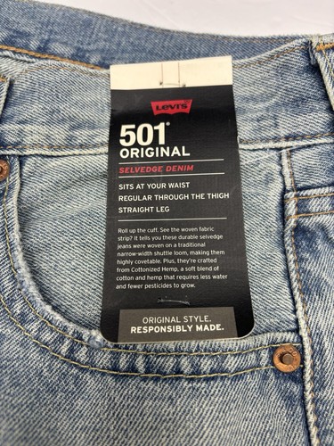 Levi's 501 Original Selvedge Denim Jeans Patchwork Red Line Stitch Size 30 X 32 - Picture 3 of 8