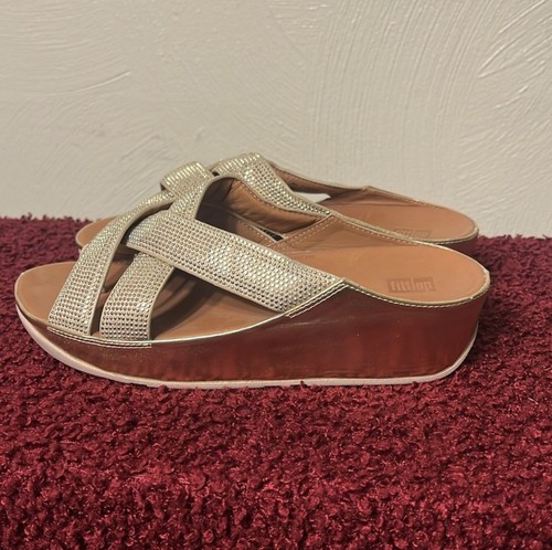 FitFlop Gold Crystal Flip Flop Size 8 - Picture 3 of 17