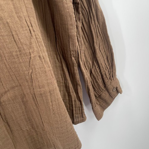 EILEEN FISHER Button Down Shirt Size Medium NEW Organic Cotton Gauzy Brown NWOT - Picture 8 of 11