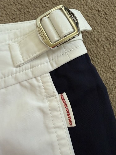 Orlebar Brown Swim Shorts Bulldog Panel White Red/Navy Stripes (Size 34 Slim) - Picture 4 of 6