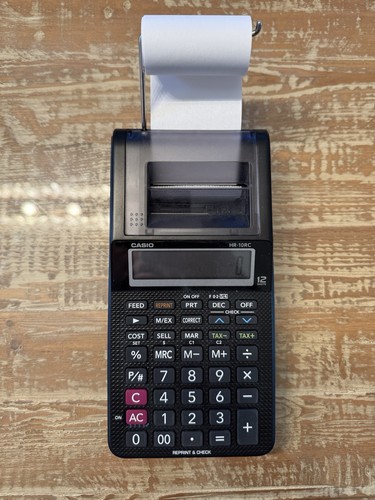 Casio HR-10RC 12-Digit Printing Calculator Black Works Clean TESTED - Picture 8 of 13