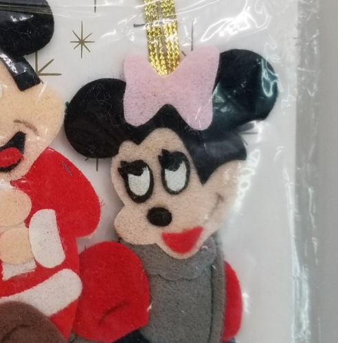 Ornamenti in feltro Brite lucido Topolino Minnie Walt Disney nuovo vecchio magazzino vintage - Foto 7 di 7