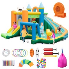 Inflatable Water Slide Kids Blow up Water Park w/ Climbing Wall Blower Included