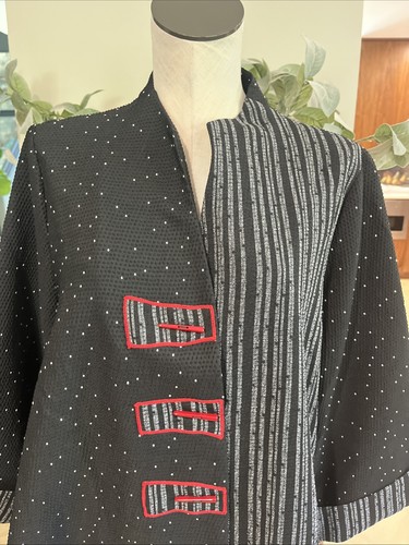 moonlight y s fashion asymmetrische Jacke Damen XL schwarz gepunktet gestreift Q - Bild 3 von 8