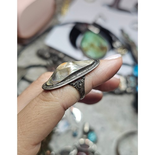 Antique Turn of the Century Sterling Silver Blister Pearl Ring - Picture 5 of 9