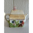 Charming Cottage Teapot Ceramic Whimsical Countryside Home Kitchen Decor Gift