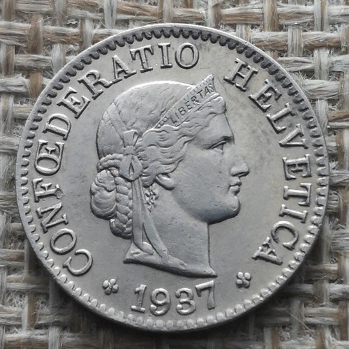 Coin Suisse - 1937 B - 5 centimes Tête de Libertas nickel (N1019) - Picture 3 of 3
