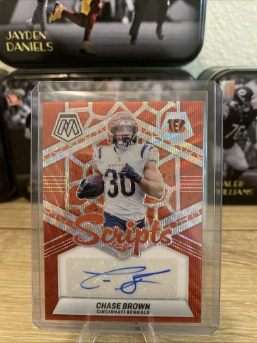 2024 Panini Mosaic - Scripts Chase Brown #SC-CBR Red Wave Prizm (AU) - Picture 1 of 2