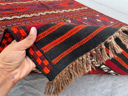 3'11" x 7'6 Vintage Afghan Kilim Rug Handwoven Wool Geometric Tribal Area Carpet - Picture 10 of 11