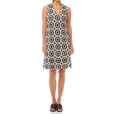 Karen Kane Sleeveless Crochet Shift Dress Natural With Black