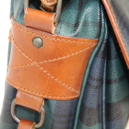 Polo Ralph vendu Lauren sac à bandoulière à carreaux vert marron pvc cuir uni