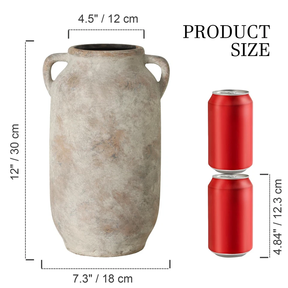 Florero grande decoración del hogar - 12 pulgadas de alto cerámica granja mesa rústica va... Foto 2 de 4