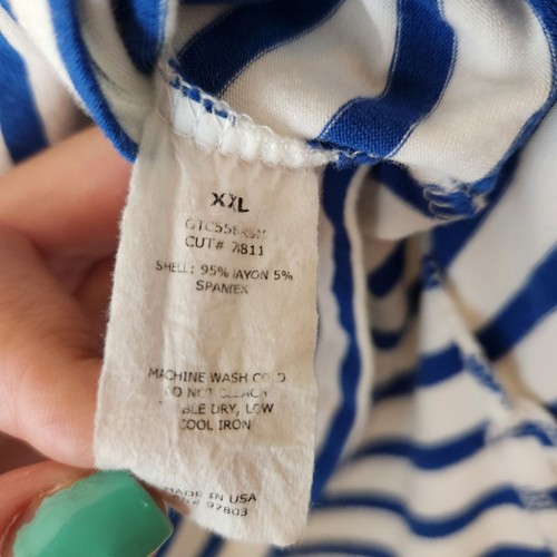 Green Envelope Los Angeles Blue & White Striped Sleeveless Top XXL Casual Shirt - Picture 8 of 9