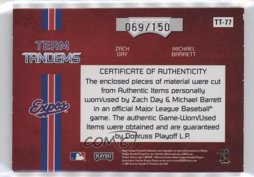 2005 Playoff Absolute Memorabilia Spectrum Black Single Materials Prime Zach Day - Picture 2 of 3