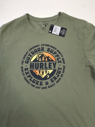 Hurley T Shirt Men Large Green Graphic Tee Outdoor Supply Explore And Enjoy - Picture 5 of 8