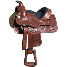 Pony Kids Miniature 8" Western Horse Saddle Floral Tooled Tack Set.