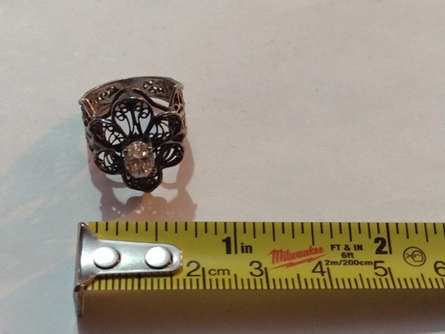Vintage Sterling Silver Filigree Gemstone Ring Size 5.5 - Picture 11 of 13
