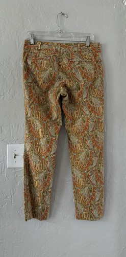 Cartonner Anthropologie Sz 6 Burnt Orange Paisley Ankle Pants Cotton Stretch - Picture 2 of 4