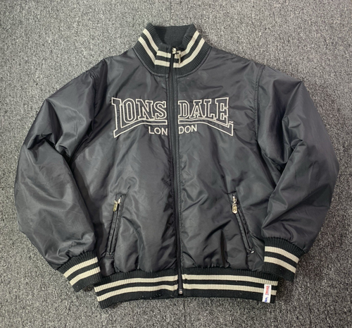 Lonsdale Bomber Jacket Womens Sz14 Black Full Zip