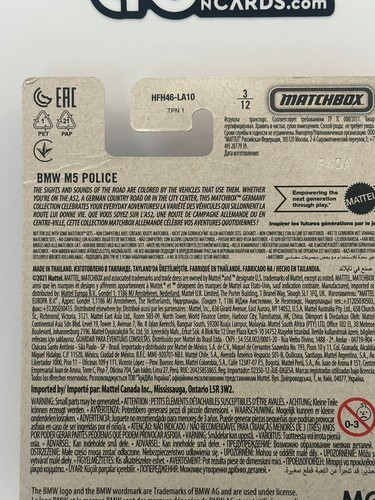 2022 Matchbox Germany 3/12 BMW M5 Police (Card Crease) - Picture 3 of 3