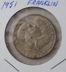 1951  Ben Franklin US Half Dollar, 90% Silver, Fine Condition