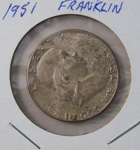 1951  Ben Franklin US Half Dollar, 90% Silver, Fine Condition