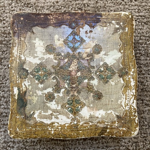 Portagioie vintage italiano fiorentino in legno ~ 6”x 6” - Foto 2 di 10