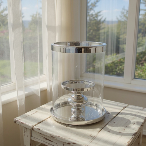 Neu Silber Chrom Metall & Glas Ring Kerzenhalter Windlicht Lampe Hochzeit Tisch - Bild 1 von 7