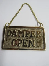 New Solid Brass 2 Sided Open/Closed Hanging Fireplace Damper Sign Free Shipping