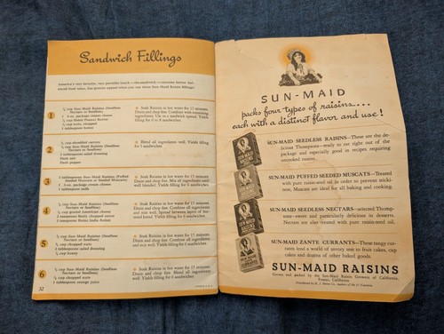 Vintage Sun-Maid Raisin Recipes Cookbook 1950s Cookies Pies Salads - Picture 19 of 20