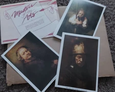 MASTER OF THE ARTS 4 POSTCARD SIZE PICTURES OF REMBRANDT'S PAINTING